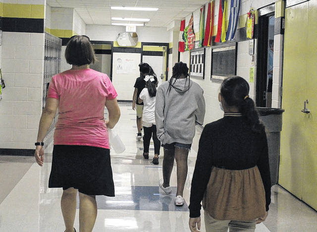 
			
				                                During the Summer School Program, students line up six feet apart to travel to the bathroom.
                                 File photo|Sampson Independent

			
		